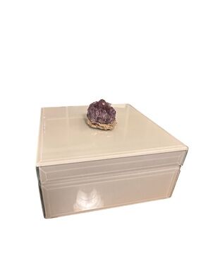 NEW Tozai Amethyst Crystal Acrylic Decorative Storage Desk Box